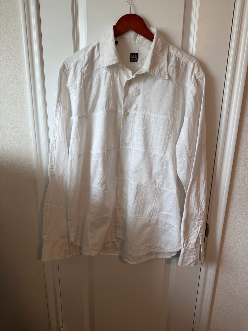 ⚡️Ike Behar White Cotton Button-Down Shirt -100% Cotton